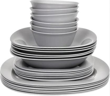 Luminarc 24 Piece Luminarc Plates,Side Plates And Bowls Dinner Set- Grey.