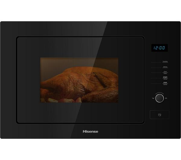 Hisense 25 - Litres Built-In Solo Microwave Oven B25MOBX7; 900W, Grill, Digital Display, Satety Switch, Defrost, Auto Programmes, Inox Interior - Black