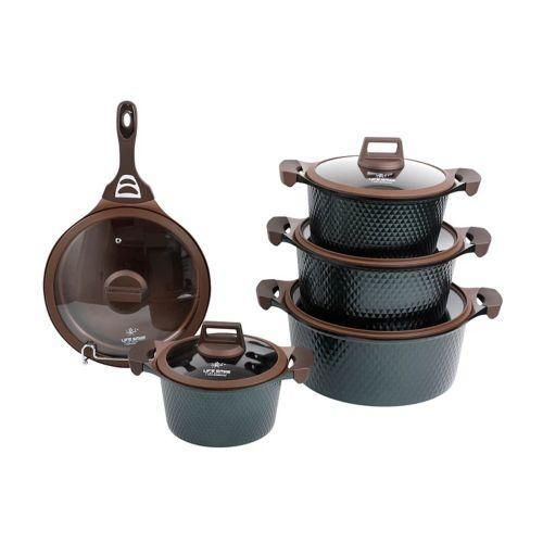 10 Piece Granite Non-stick Saucepan Cookware Pots Serving Dishes- Multicolor