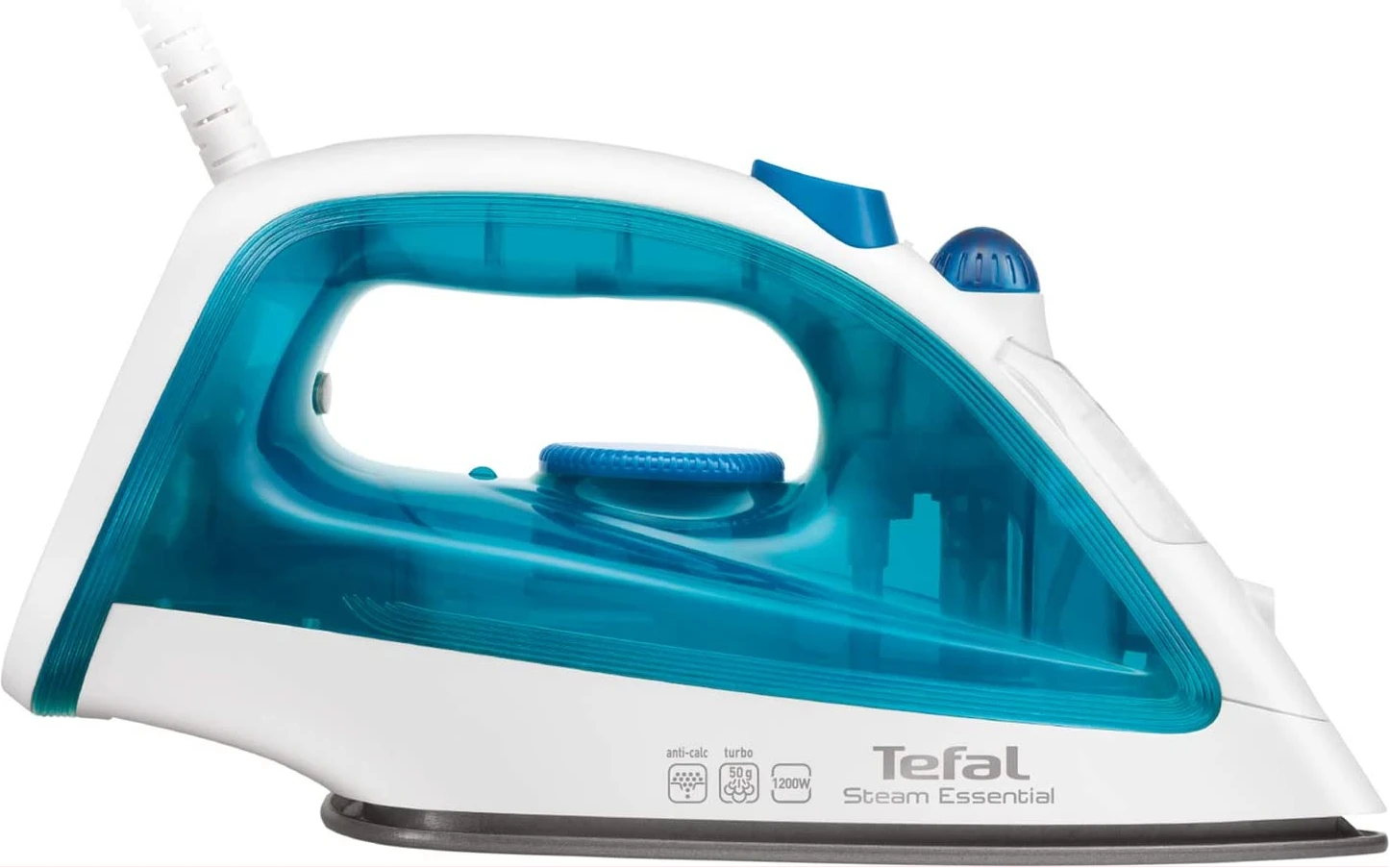 TEFAL Steam Essential Steam Iron, 150 ml, 1200 Watts, Blue / White, Plastic, FV1026M0