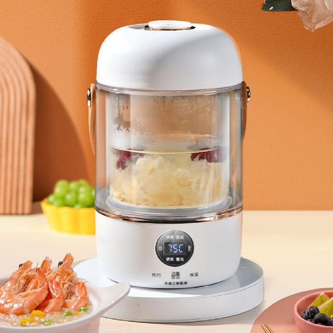 Mini Electric Stew Pot, Portable Electric Slow Cooker Multifunctional Health Preserving Electric Stew Cup for Cooking Soup Flower Tea Electric Kettle Mini Rice Cooker- Clear