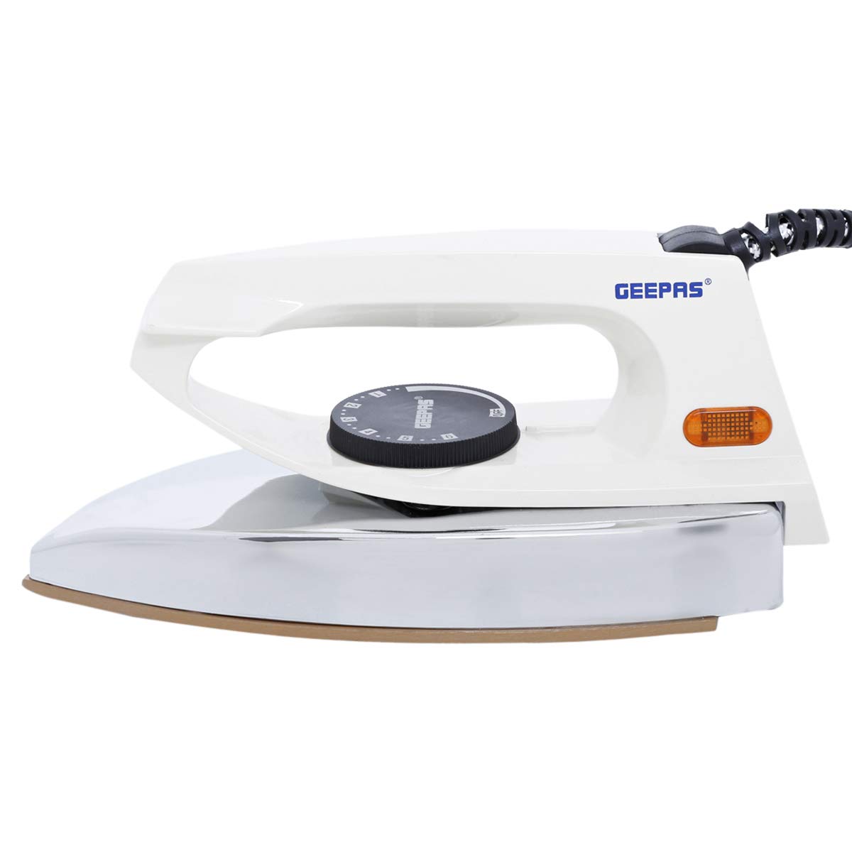 Geepas GDI7729 Dry Iron with Non-stickTeflon Coated Plate -White