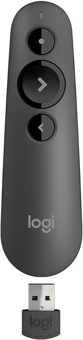 Logitech R500 Laser Presentation Remote Clicker with Dual Connectivity Bluetooth or USB for Powerpoint Wireless Presenter