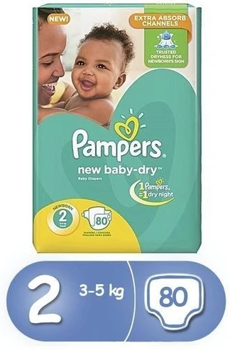 Pampers Jumbo Pack S2 (3-8Kg) - 80Pcs