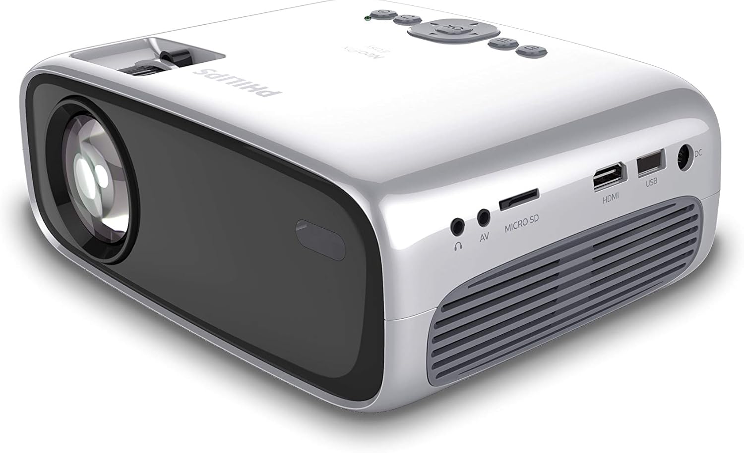 Philips NeoPix Easy Professional Portable Projector for Home / Business - 60" screen, supports 1080p resolution, LED , Stereo Speakers, HDMI, USB, VGA, AV 3.5mm jack ,MicroSD, Remote control