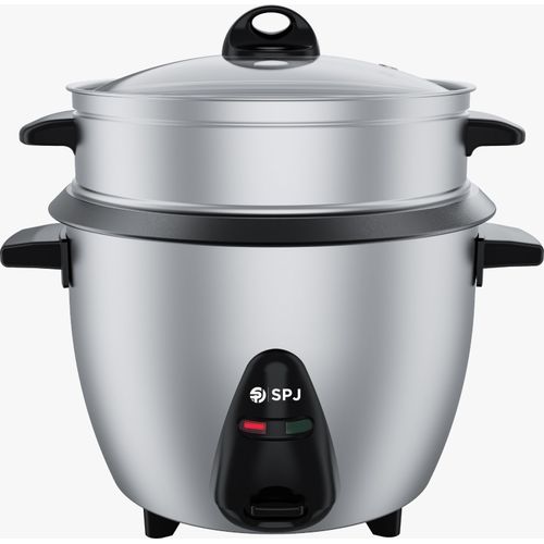 SPJ 1 Liters Rice Cooker With Steamer - Silver