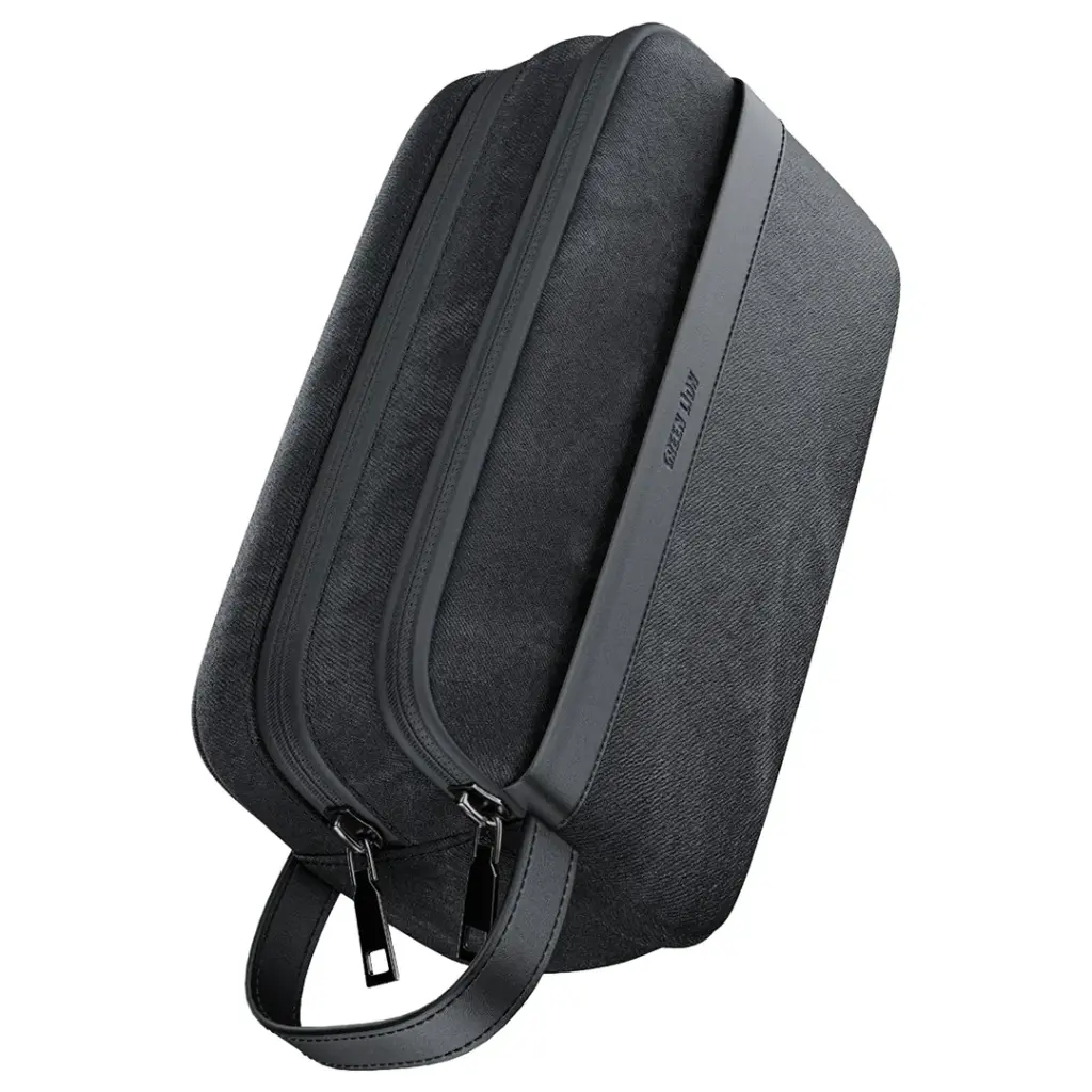 GREEN LION Tirana Travel Pouch with PU Leather Material & Delicate Texture / Multiple Compartments / Fit For All Accessories / Durable Zipper / Mesh Pockets / Leather Strip