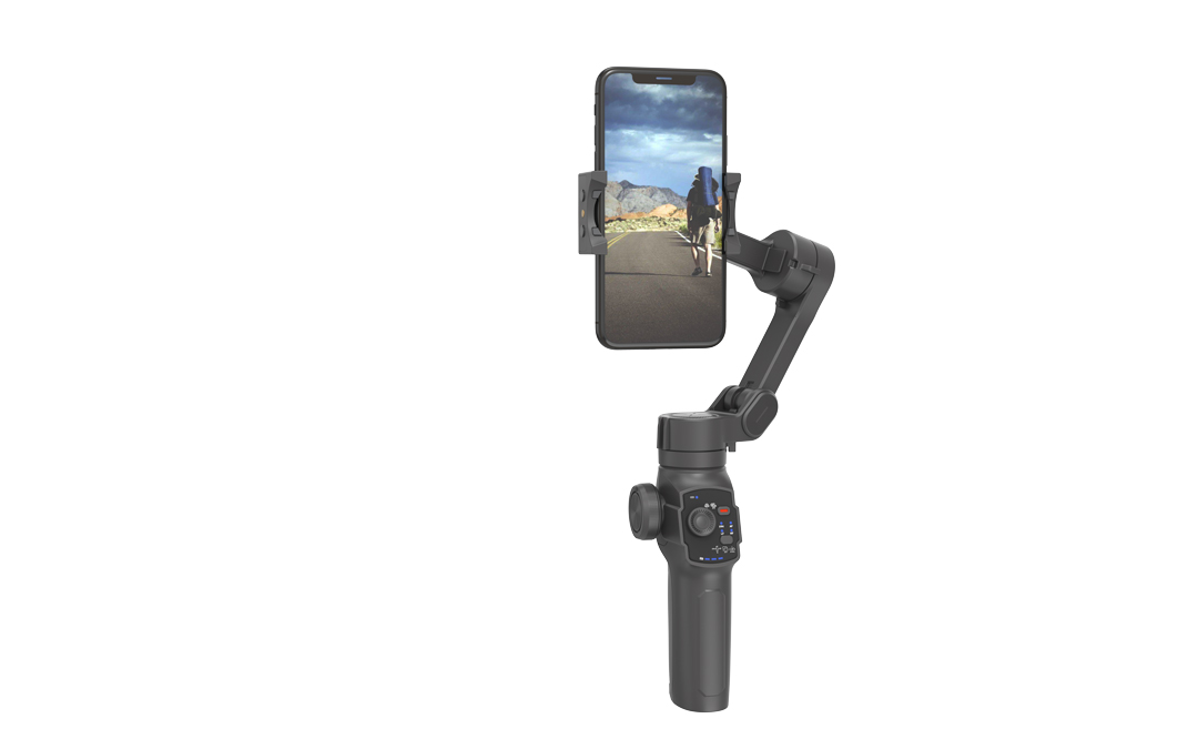 Porodo 3-Axis Gimbal Stabilizer AI Tracking & Gestures: Built-in Extension Rod, AI Tracking, 2500mAh Battery, iOS/Android App, 160° Pitch Angle, Folding Design, 325° Roll Angle, 340° Pan Angle, Video 