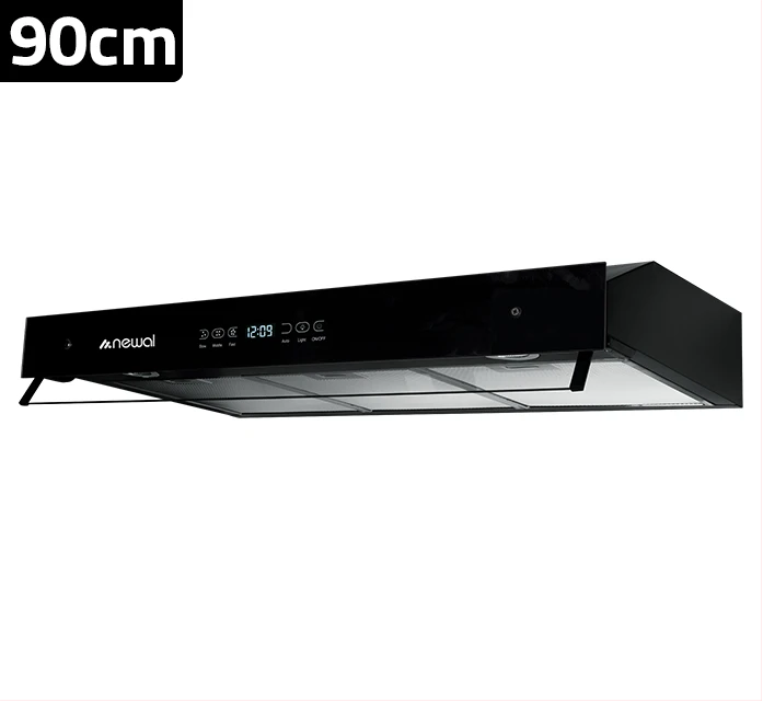 Newal 90cm Under Cabinet Cooker Hood NWL-3790-02, Kitchen Extractor Fan With Remote Control, Digital Display - Black