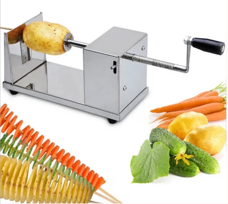 Manual Potato Chips Slicer Spiral Twister Vegetable Cutter, Silver