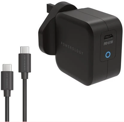 Powerology Ultra-Compact 20W PD GaN Charger - Black