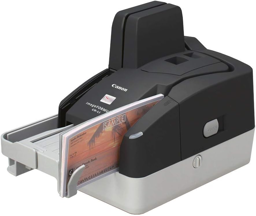 Canon Image Formula CR-L1 Cheque Scanner, Up to 3000 Scans/Day, Batch Scanning 50 sheet ADF and 50 Sheet Eject Pocket, 20 Cheques Per Minute in Color