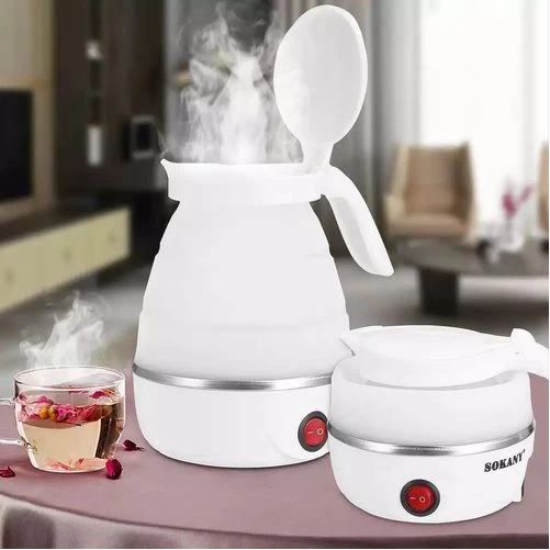 Sokany 0.7L Portable Expandable & Collapsible Travel Silicone Portable Electric Kettle (White)