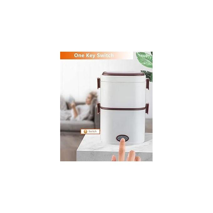 Electric Lunch Box Food Heater 1/2 Layers Heated Lunch Boxes Double Protection Stainless Steel Portable Mini Microwave Food Warmer for Adults Workplace Travel