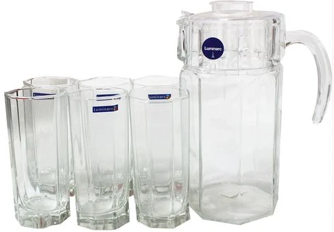 Luminarc 6 Pieces Of Juice Glasses Cups And 1 Jar Water Set -Colorless