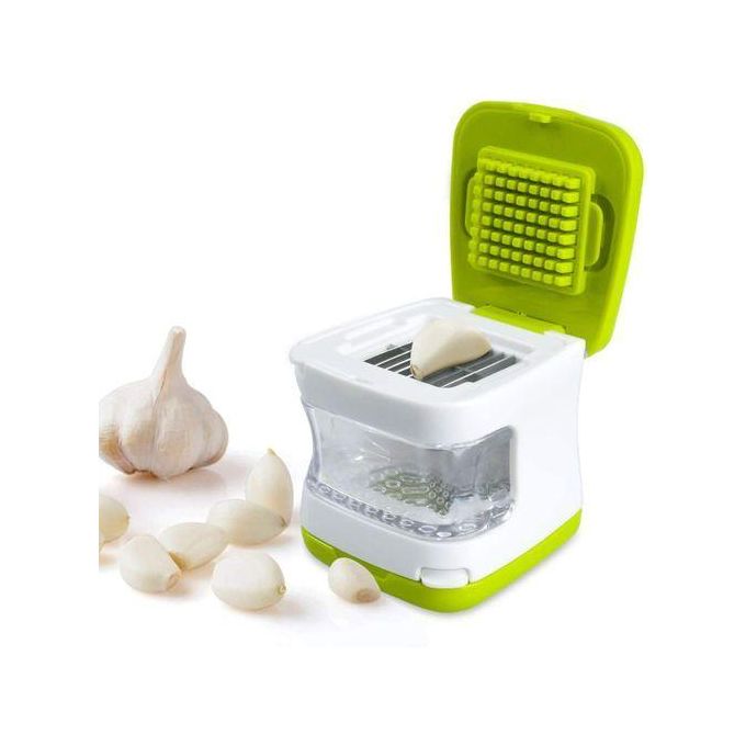 3 In 1 Onion Garlic Press Cube, Slicer, Chopper Peeler- White, Green
