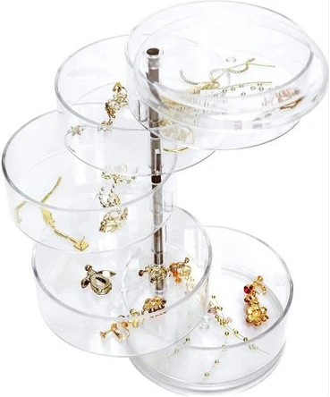 Rotating Jewelry Box Earrings Hair Ring Multi-function Storage rack -Colorless