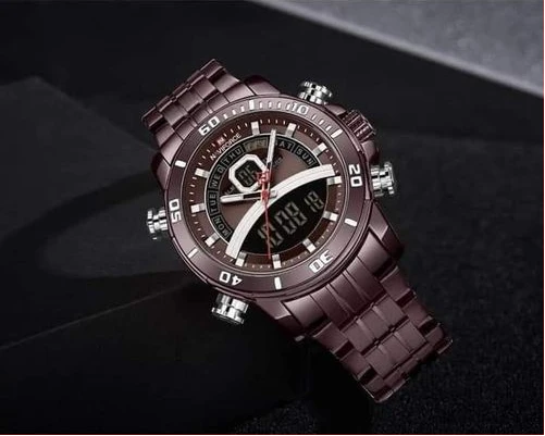 Naviforce Luxury Stainless Steel Men's Waterproof Watch - Brown