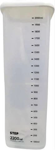 Storage Container, Cereal Food Box With Measurement Marks, 2L - White