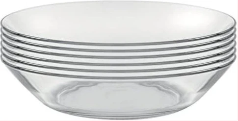 Clear Glass Round Calotte Soup Plates, 6PCS - Colorless
