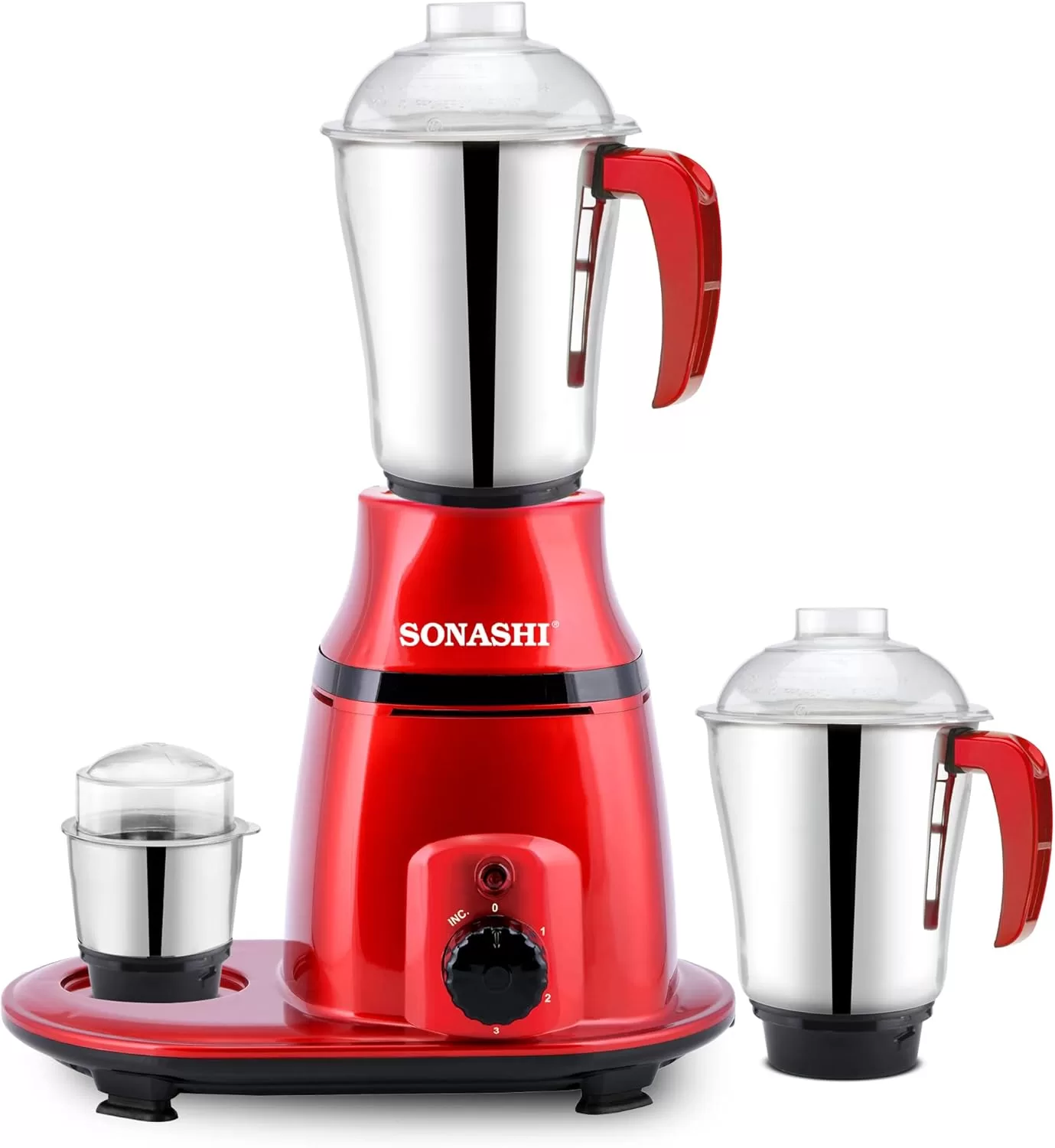 Sonashi 3 In 1 Mixer Grinder 750W, Copper Motor, (Red-Black) SB-193 - Made in India