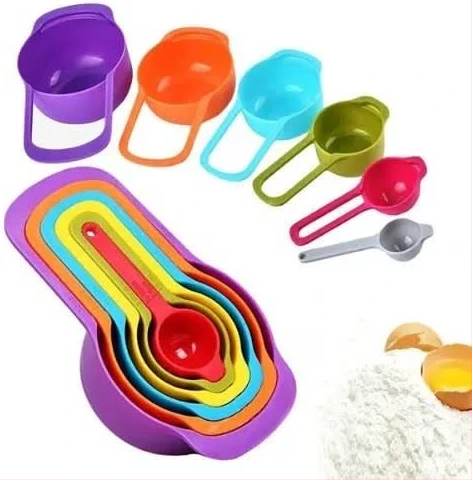 6 piece Kitchen Measuring Spoons and Cup Set - Multi-color