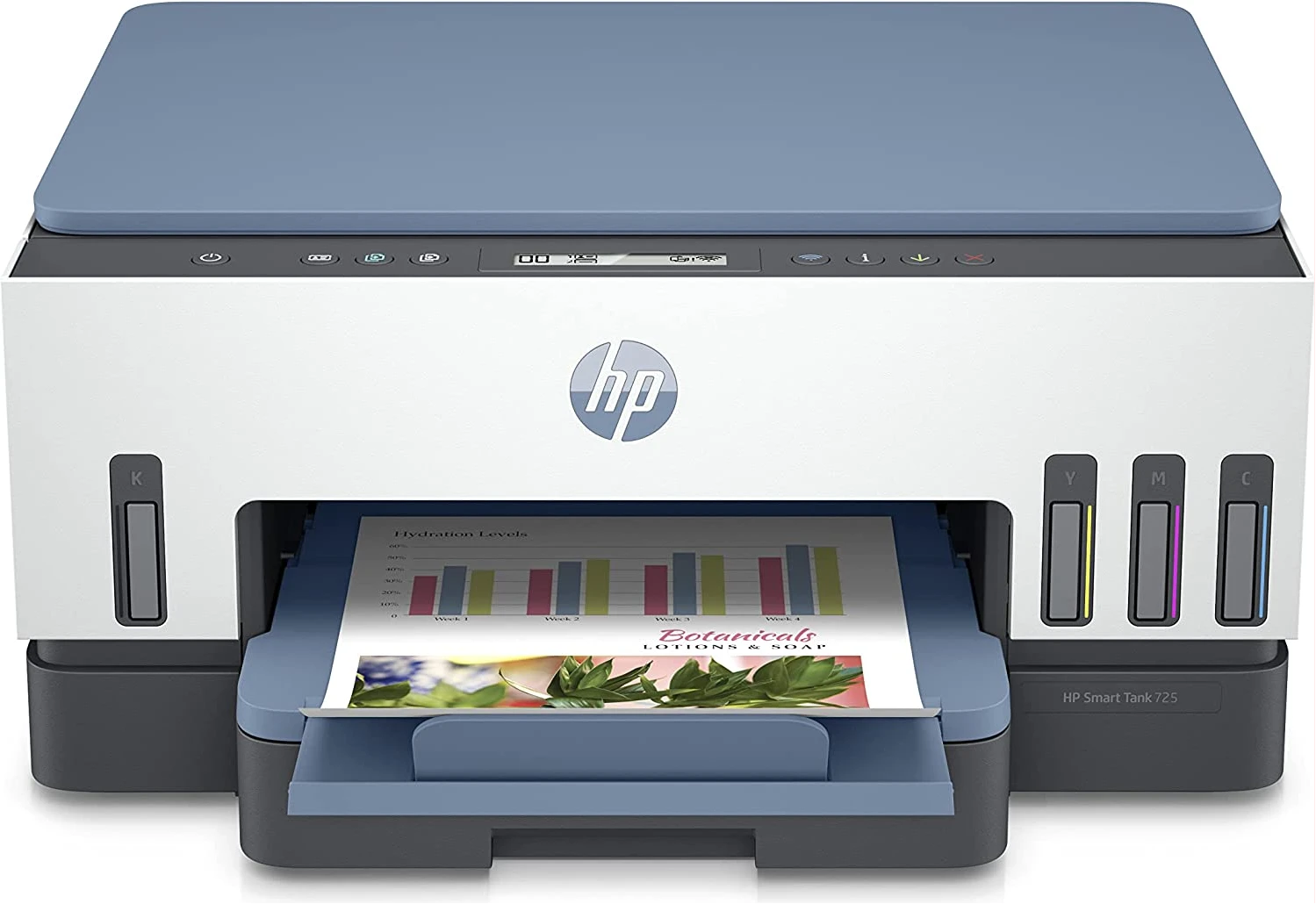 HP Smart Tank 725 All-in-One Printer wireless, Print, Scan, Copy, Auto Duplex Printing, Print up to 18000 black or 8000 color pages, White/Blue [28B51A]