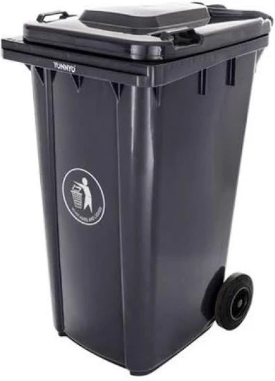 Outdoor 120L Plastic Dustbin Waste Bin, 120 Litres Dustbin - Black