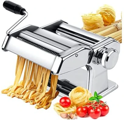 Pasta Maker Roller Machine, Manual Spaghetti, Noodles Maker Cutter-Silver