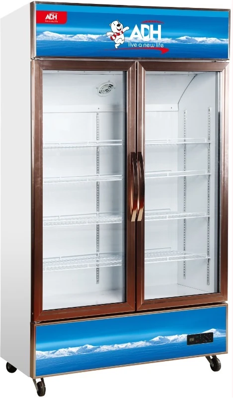 ADH 655L Glass Double Door Display Refrigerator - White
