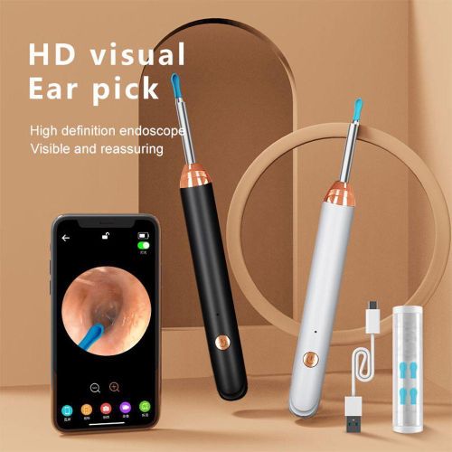 1 Piece Of Wireless Intelligent Visual Ear Wax Removal Cleaner Tool With HD Otoscope Camera Rechargeable Ear Spoon Endoscope Patch Smart Visual Otoscope Interface USB Type C Cleaning Earwax Removal To