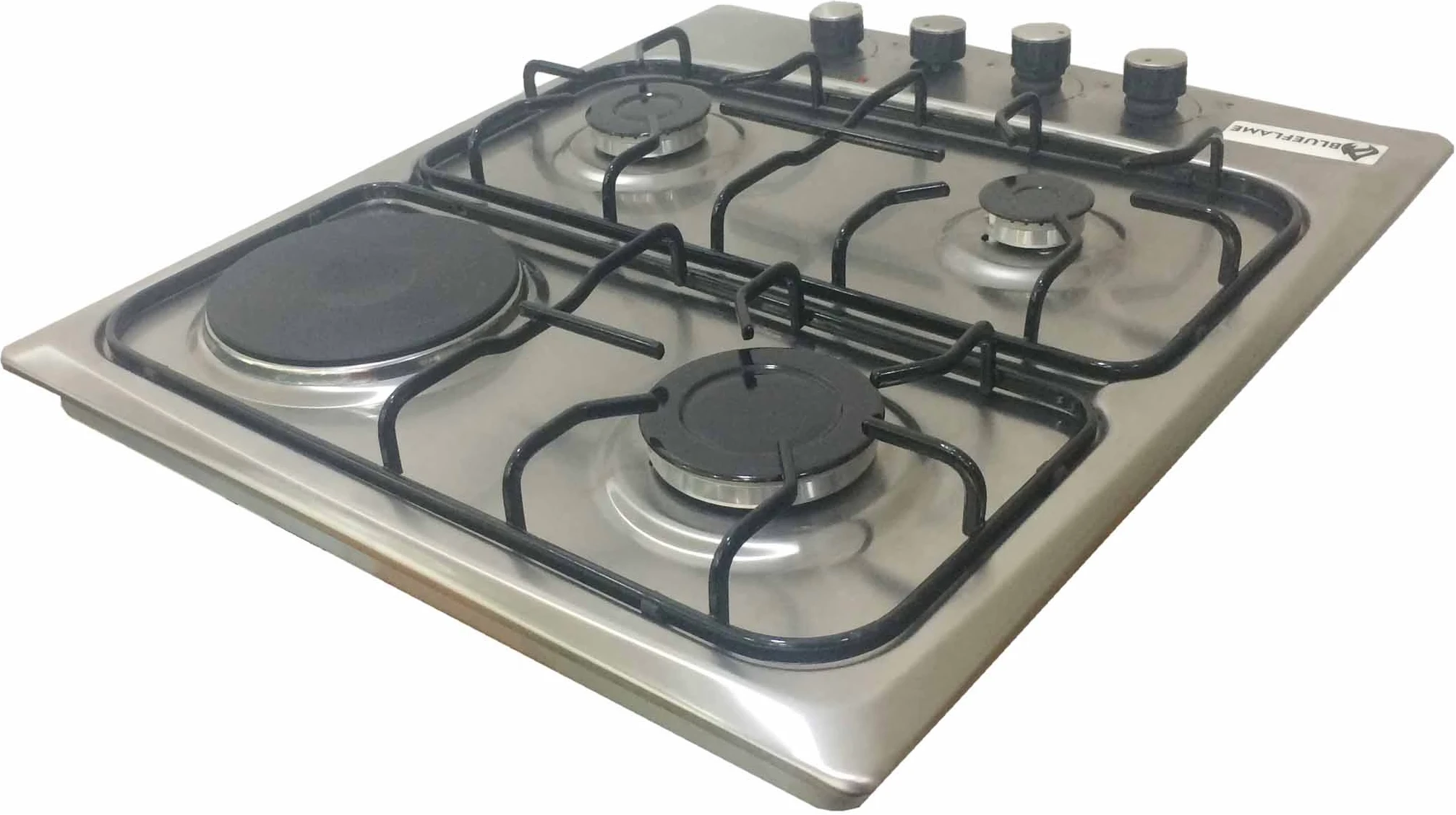 Blueflame Built-in Hob 60x60cm, Cooktop, 3 Gas + 1 Electric Plate, Auto Gas Ignition, Inox Stainless Steel Panel