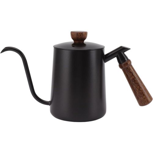 Pour Over Coffee Kettle, 600ml Gooseneck Kettle Long Spout Stainless Steel Coffee Tea Pot Anti-Hot Wooden Handle,Stainless Steel Tea Kettle with Long Narrow Spout Hand Drip Kettle for Office Hotel