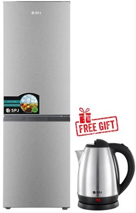 SPJ 349 Litres Combo Double Door Bottom Freezer Fridge - Silver