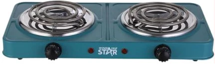 Winningstar 1000W+1000W Double Burner Heater Hot Coil With 3*0.75*80cm Charging Cable VDE Plug- Green.