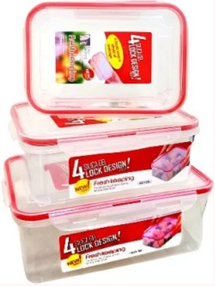 3 Pieces Of Plastic Food Storage Container Boxes-Colourless