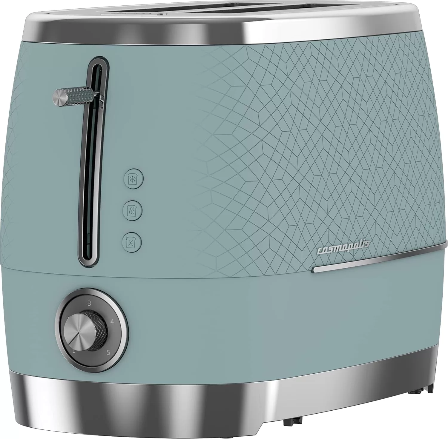 Beko Cosmopolis Toaster TAM8202T, Retro Duck Egg Teal Design, Extra Wide Slot 2-Slice Toaster, Includes Defrost, Reheat & Cancel Functions