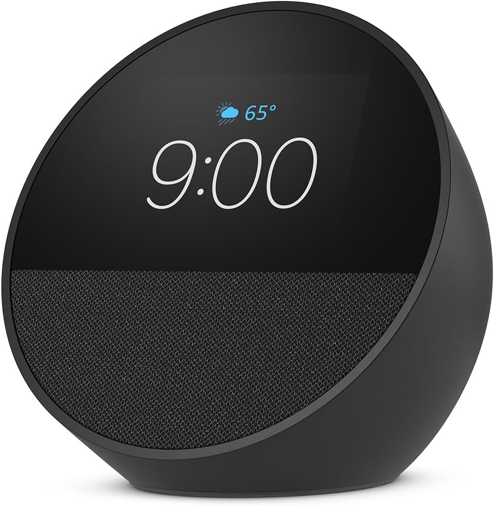 Amazon Echo Spot, Great for nightstands, offices and kitchens, Smart alarm clock with Alexa, Black