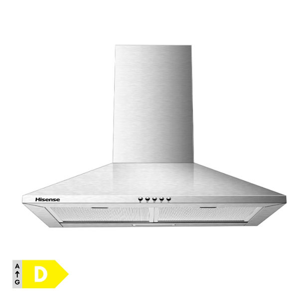 Hisense 90cm HHO90TASS Pyramid Hood, Chimney Cooker Kitchen Extractor Fan - Silver (3YRs WRTY)
