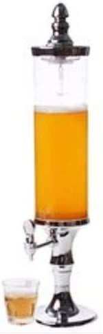 3L Beer Tower 1Tap Faucet Beverage Drink Dispenser With Ice Tube- Silver.
