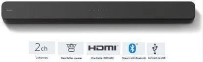Sony 2 Channel SoundBar with Bluetooth, USB, HDMI, HT-S100F - Black