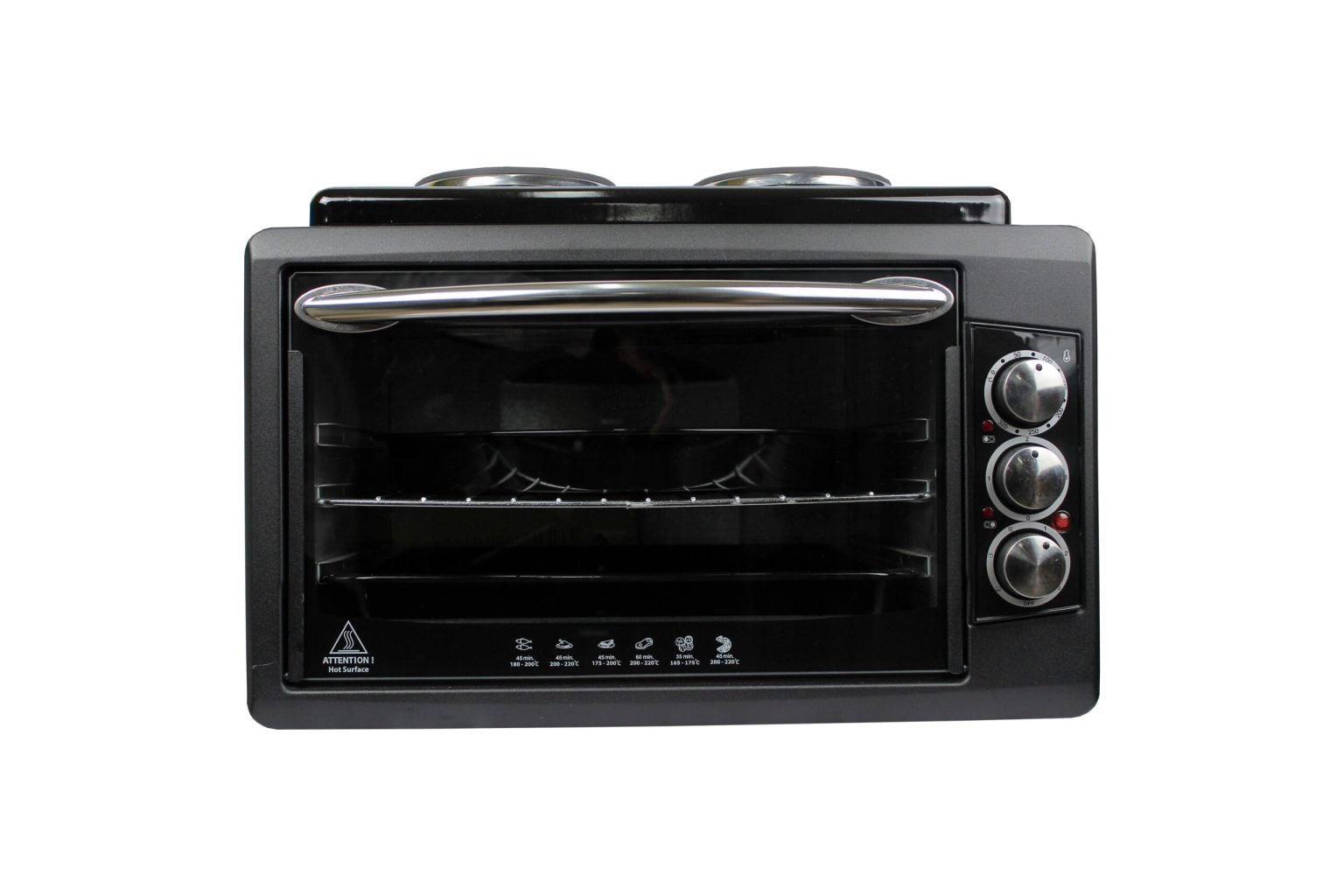 Blueflame BF-0725 Mini Oven With 2 Hot Plates, 50 Litres - Black