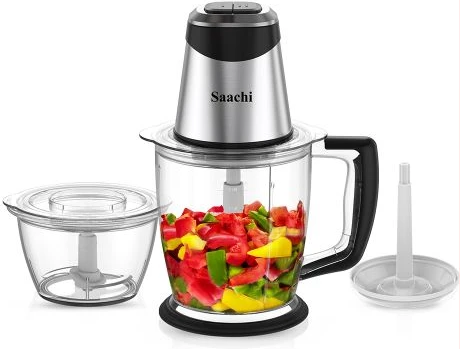 Saachi 1.5L Electric Chopper Egg Beater Bowl Meat Mincer Grinder -Clear