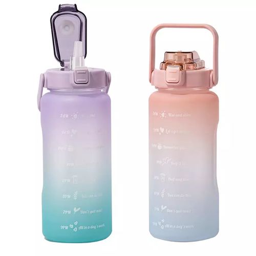 1.5L Time Marked Fitness Jug Outdoor Frosted Water Bottle, Multi-Colour
