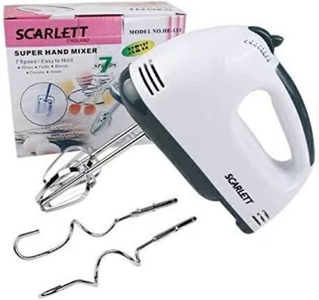 Scarlett 7-Speed Scarlett Hand Mixer, Egg Beater,White