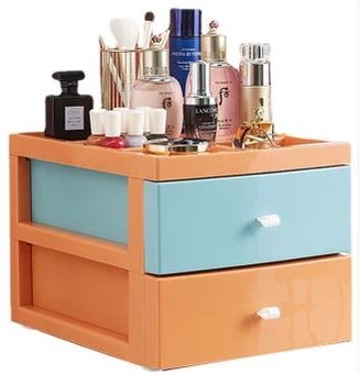 2 Tier Drawer Mini Storage Unit Tower Desktop Makeup Box Organizer - Multi-colour.