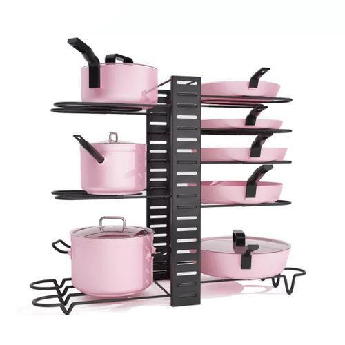 Kitchen Pots And Saucepans Rack Holder Storage Organizer - Black