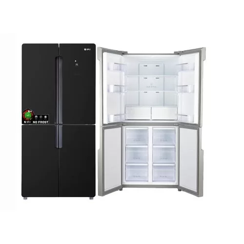 SPJ 559L 4 Door Elegant Glass Finish Refrigerator - Black