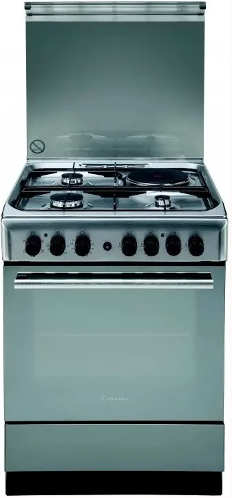 Ariston Cooker  60cm; 3 Gas, 1 Electric Hot Plate, Electric Oven, Timer, Electric Grill, Rotiserrie, Heavy Duty Pan Rest, Warming Drawer, Auto Ignition, Hob Flame Failure Device