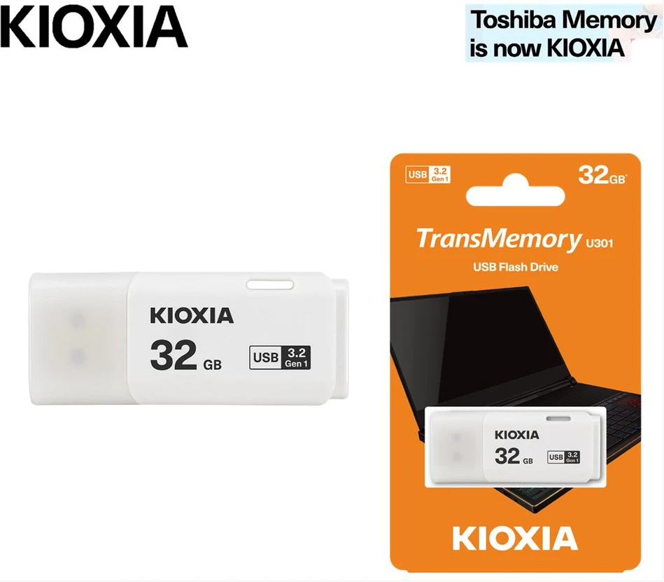 KIOXIA 32GB TransMemory U301 USB Flash Drive - White